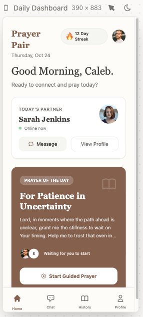Prayer Pair UI Dashboard