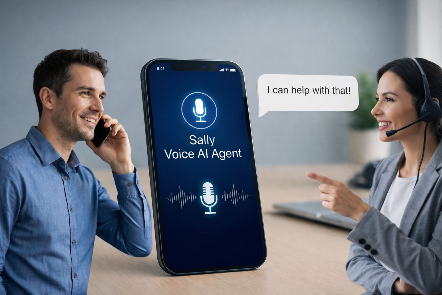Voice AI Agent Interface - Sally answering calls